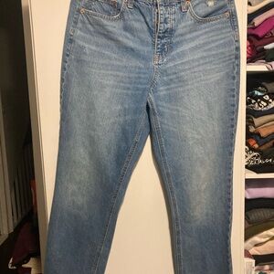 J. Crew Light Blue High rise straight jeans fly buttons size 28